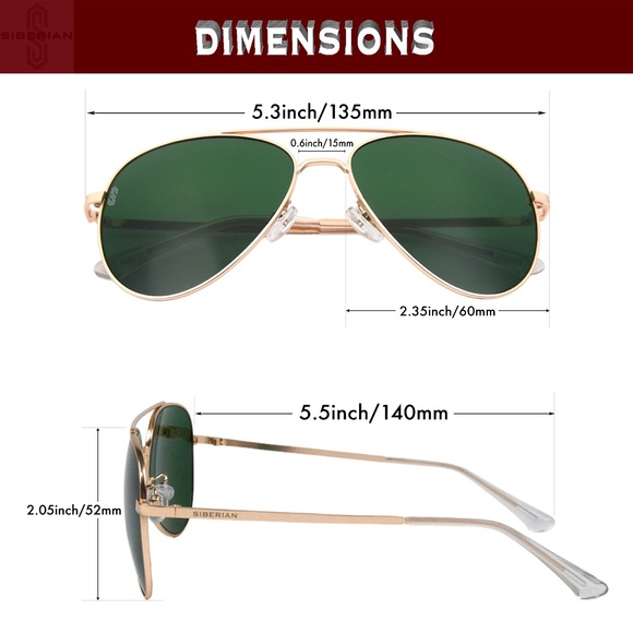 Genuine Glass GREEN Classic Lenses/GOLD Frame Premium Aviator Pilot Sunglasses - Picture 4 of 13